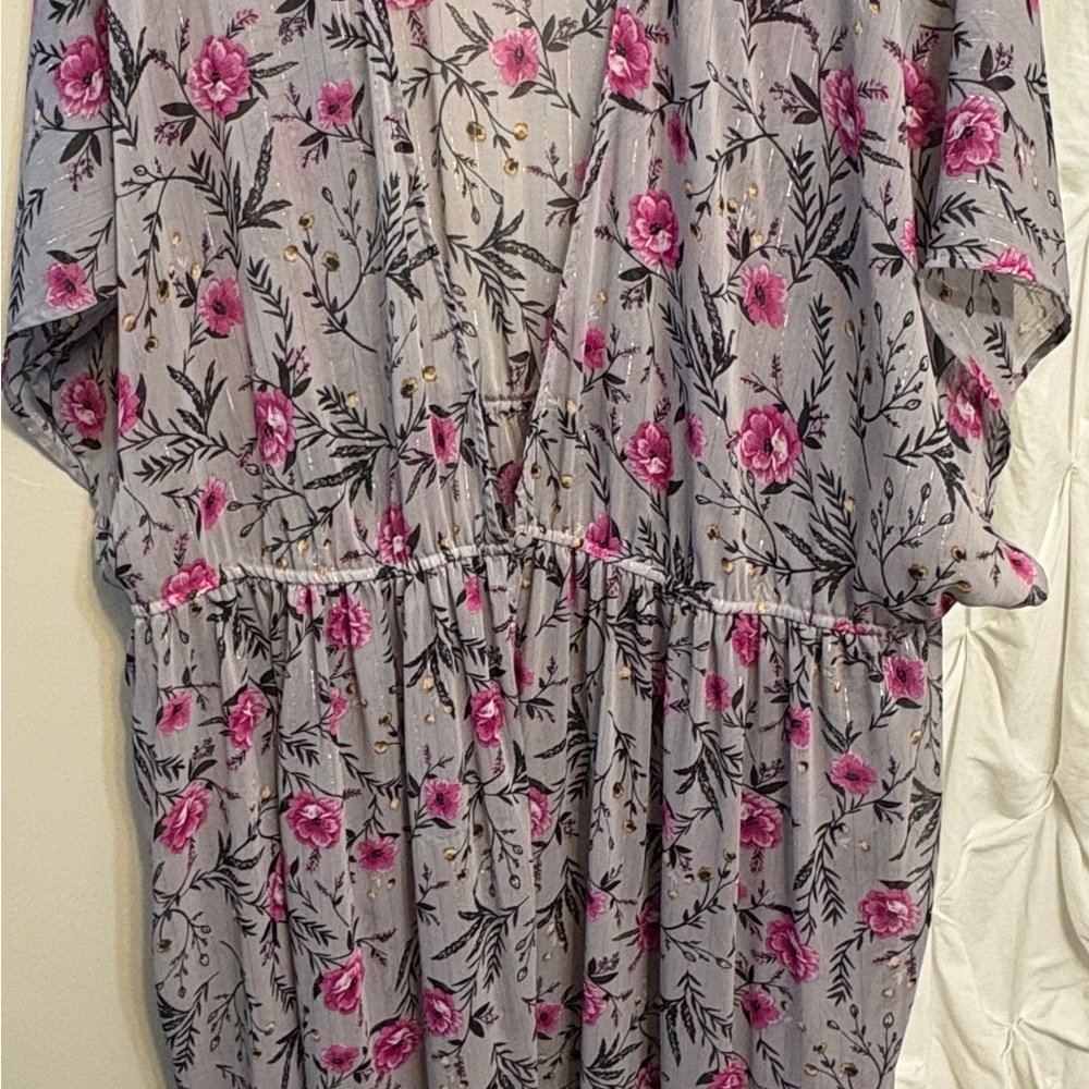 Torrid Floral Print Camisole in Gray and Pink